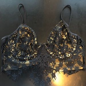 For Love & Lemons Black Lace Bra Top